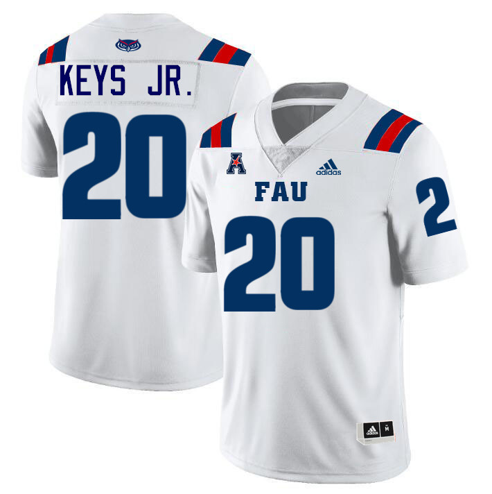 #20 Chris Keys Jr. FAU Jersey,Florida Atlantic Owls Football Jersey,Uniforms,Gears-White #20 Chris Keys Jr. FAU Jersey,Florida Atlantic Owls Football Jersey,Uniforms,Gears-White